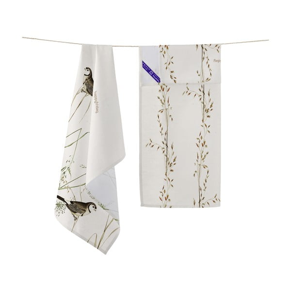 Set di 2 asciugamani in cotone 50x70 cm Happy birds - Happy Friday-image-3