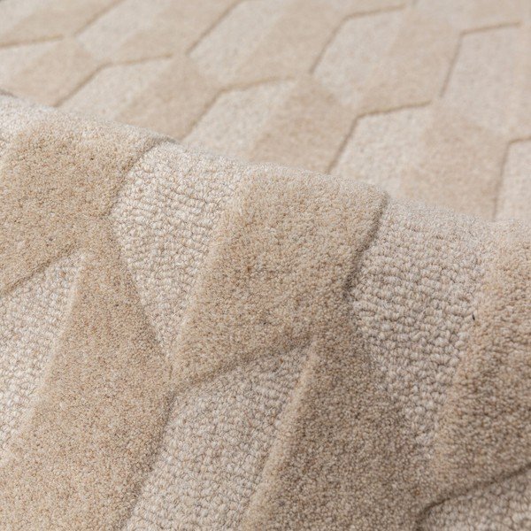 Passatoia di colore naturale/color foglia di tè in lana tessuta a mano 60x230 cm Apex Border Wool – Flair Rugs-image-3