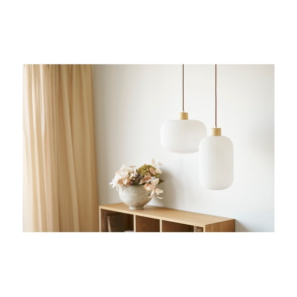 Lampadario bianco con paralume in vetro ø 30 cm Argalo – House Nordic-image-1