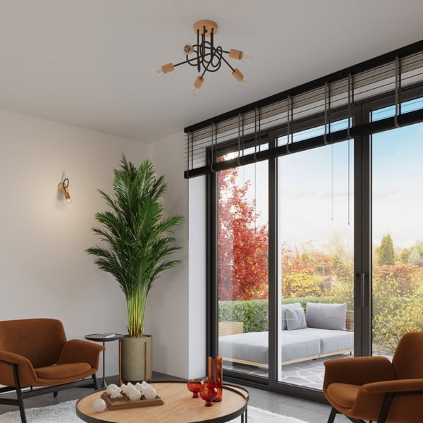 Plafoniera nera/di colore naturale 15x61 cm Tumber – Sollux-image-3