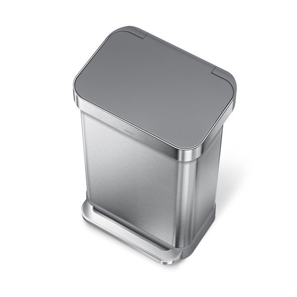 Cestino per la spazzatura argentato in acciaio con pedale 45 l – simplehuman-image-1