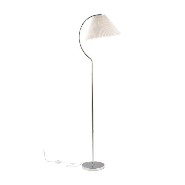 Lampada da terra bianca/color argento lucido in tessuto (altezza totale 165 cm) Celie – Jotex
