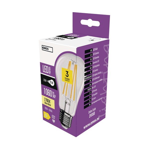 Lampadina LED bianco caldo E27, 8 W - EMOS-image-3