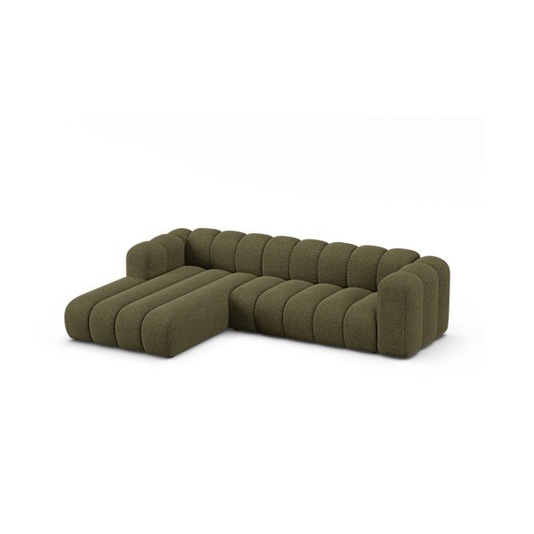 Divano angolare verde (con penisola a sinistra/con chaise lounge) con rivestimento in ciniglia Lupine – Micadoni -image-1
