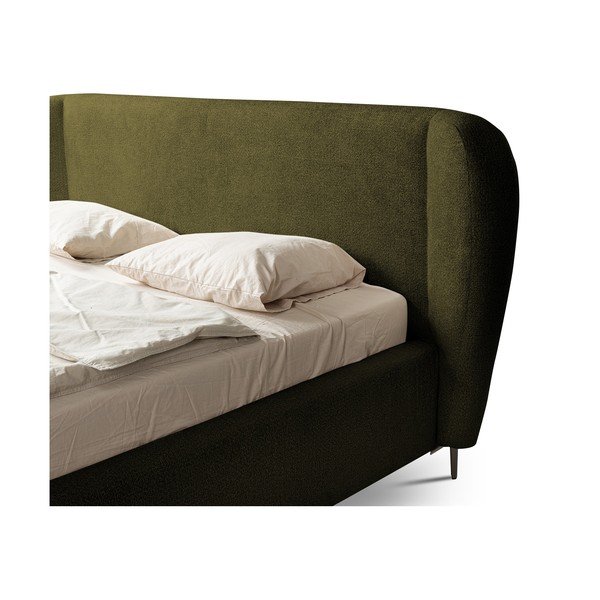 Letto matrimoniale imbottito verde scuro con rete inclusa 180x200 cm Makana – Makamii-image-3