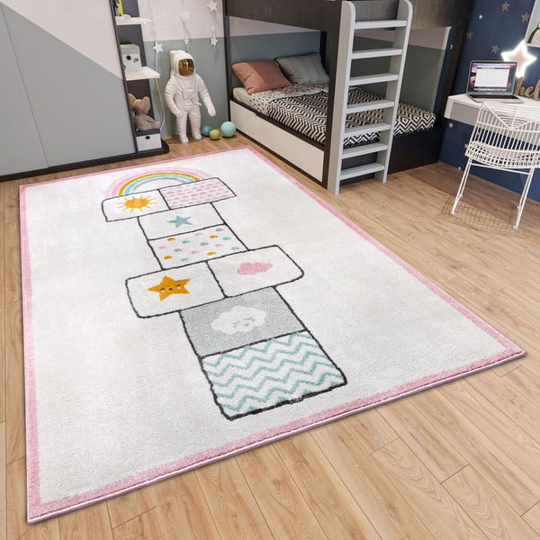 Tappeto per bambini rosa e bianco 120x170 cm Bouncy - Hanse Home-image-1