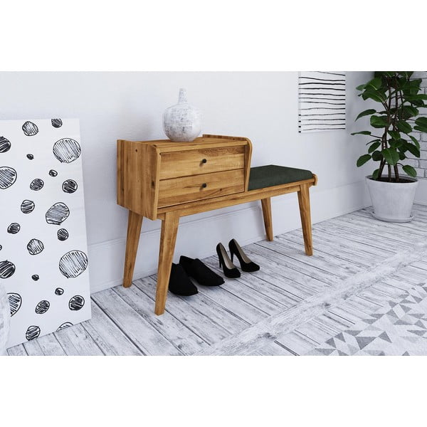 Panca in rovere con cassetti con seduta verde Retro - The Beds-image-1