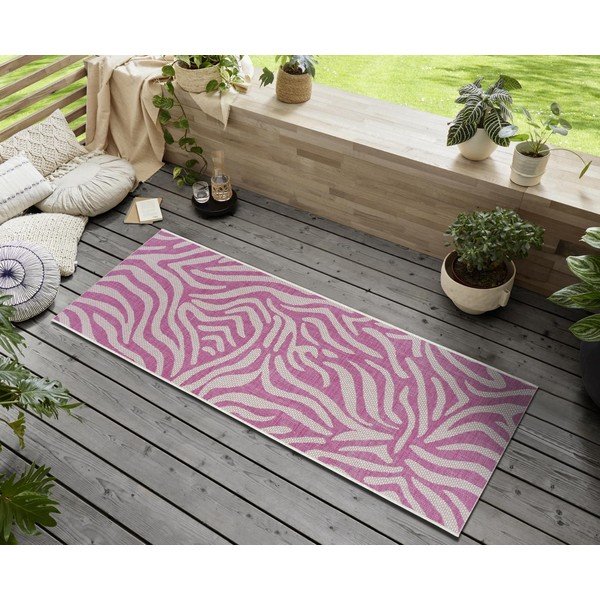 Runner da esterno rosa e beige , 70 x 300 cm Cebra - NORTHRUGS-image-1