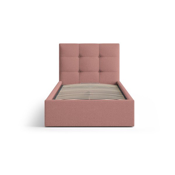 Letto singolo imbottito rosa con contenitore con rete inclusa 90x200 cm Phaedra – Micadoni -image-3