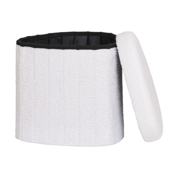 Poggiapiedi bianco con rivestimento in bouclé Medford – House Nordic-image-2