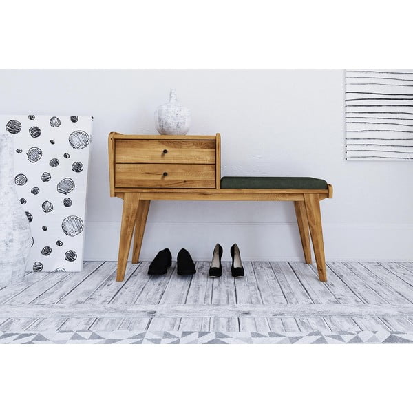 Panca in rovere con cassetti con seduta verde Retro - The Beds-image-2