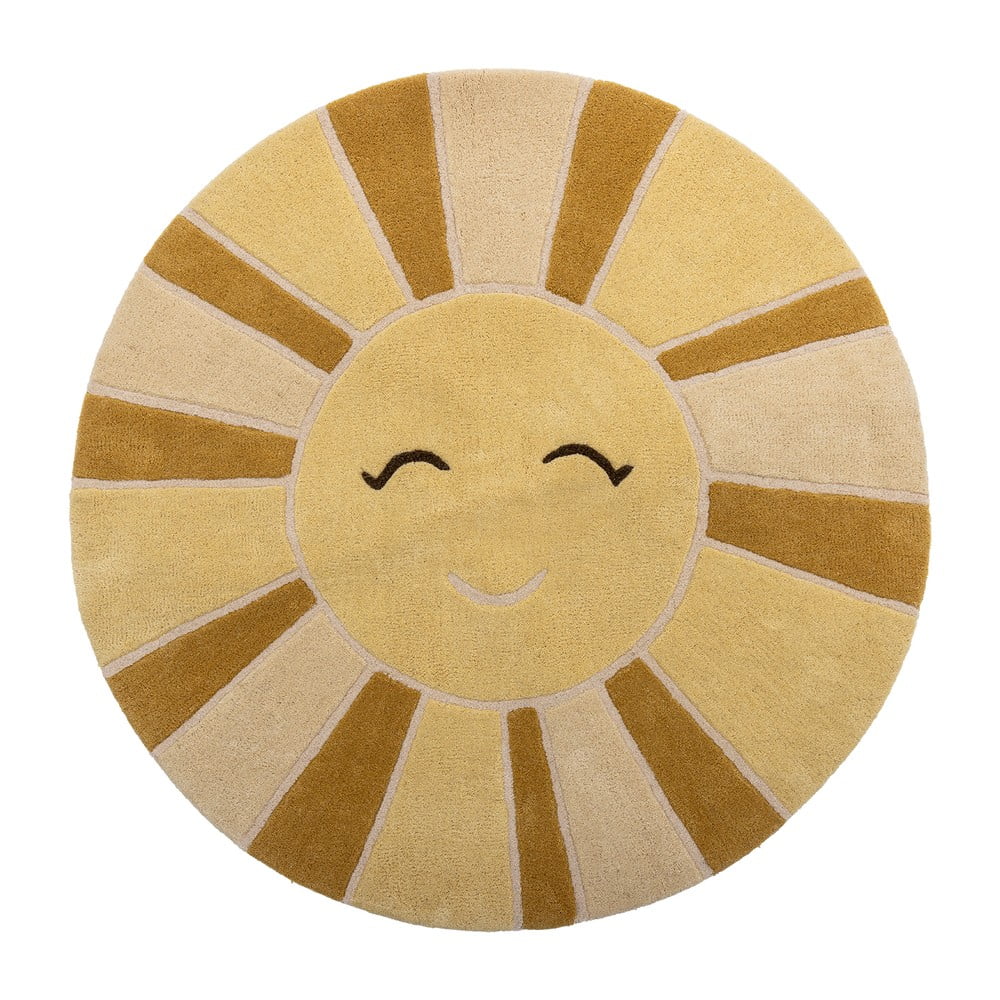 Tappeto per bambini beige e color ambra in lana ø110 cm Sun – Bloomingville Mini | Tappeti per bambini