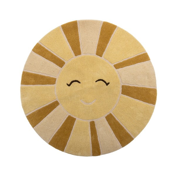 Tappeto per bambini beige e color ambra in lana ø110 cm Sun – Bloomingville Mini