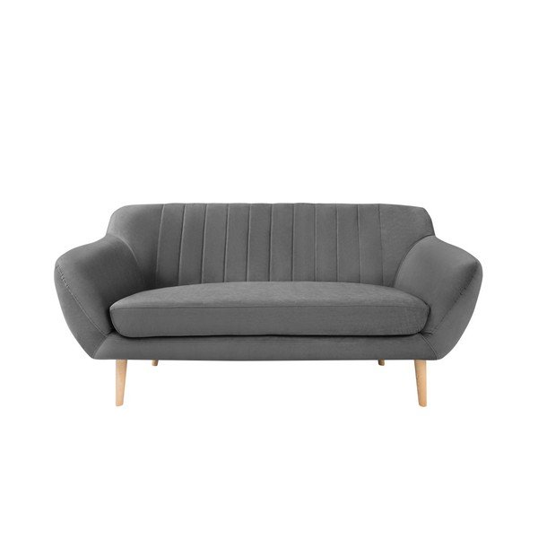 Divano in velluto grigio, 158 cm Sardaigne - Mazzini Sofas