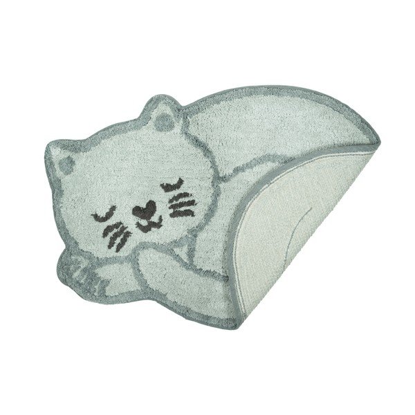 Tappeto per bambini azzurro in cotone 43x60 cm Sleeping Cat – Sass & Belle-image-1