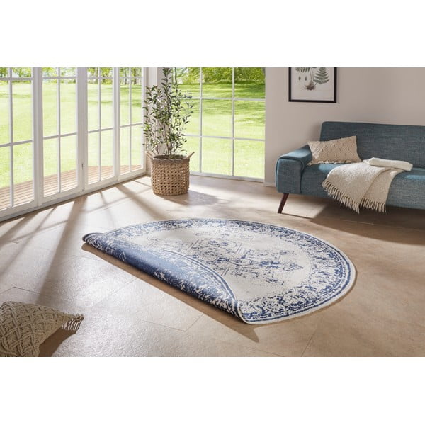 Tappeto da esterno blu e crema , ø 140 cm Borbon - NORTHRUGS-image-1