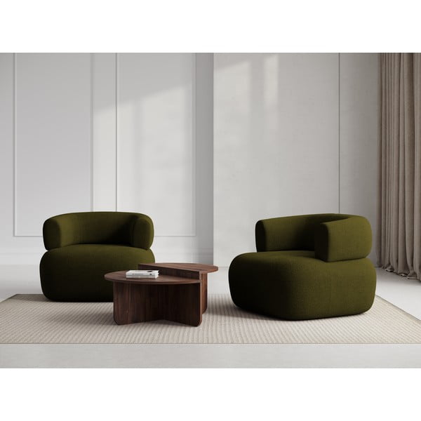 Poltrona in tessuto bouclé verde Jenny - Micadoni Home-image-1