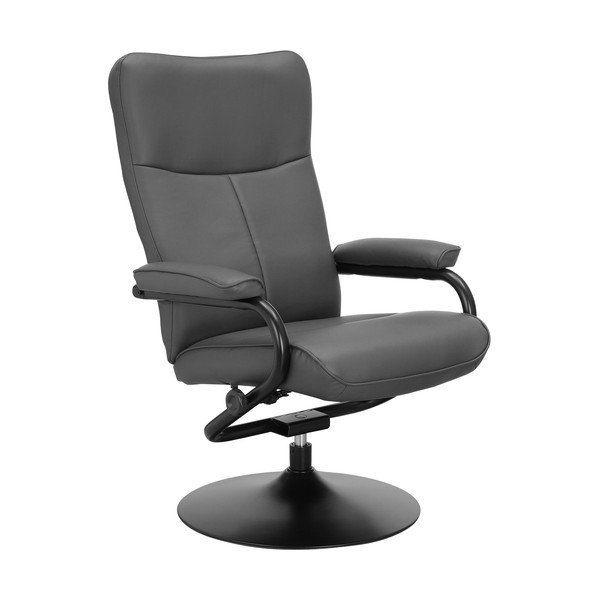 Poltrona relax grigia con poggiapiedi in similpelle Istad - Støraa-image-3