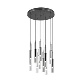 Apparecchio a sospensione LED con paralume in vetro ø 50 cm in nero-argento Lucent - Trio Select