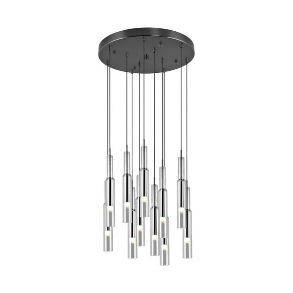 Apparecchio a sospensione LED con paralume in vetro ø 50 cm in nero-argento Lucent - Trio Select