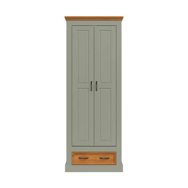 Armadio verde/colore naturale chiaro in pino massiccio 70x185x40 cm Selma – Støraa