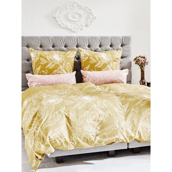 Biancheria da letto in percalle di cotone giallo 200x200 cm Keno - Westwing Collection-image-4
