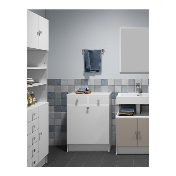 Mobile da bagno bianco per cesto portabiancheria Combi, larghezza 60 cm - Symbiosis-image-3