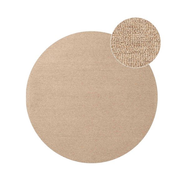 Tappeto rotondo di colore naturale in lana tessuto a mano ø 200 cm Puristic Knots – Elle Decoration