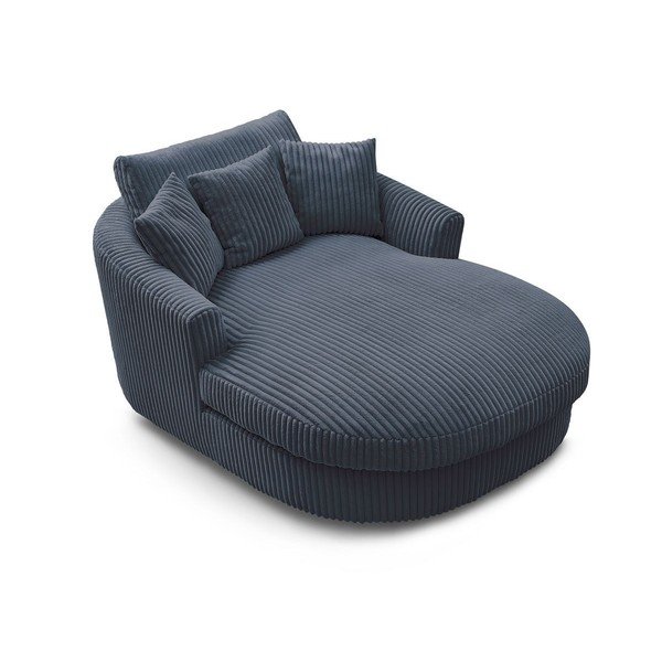 Poltrona blu scuro con rivestimento in velluto a coste Belem – Bobochic Paris-image-4