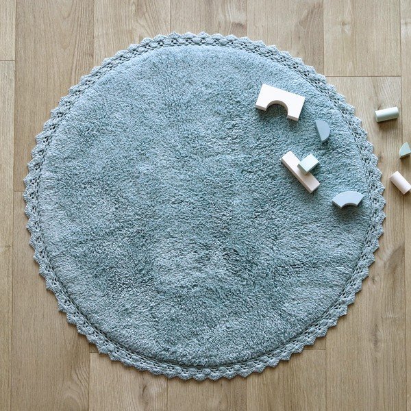 Tappeto blu in cotone fatto a mano, ø 110 cm Perla - Nattiot-image-1