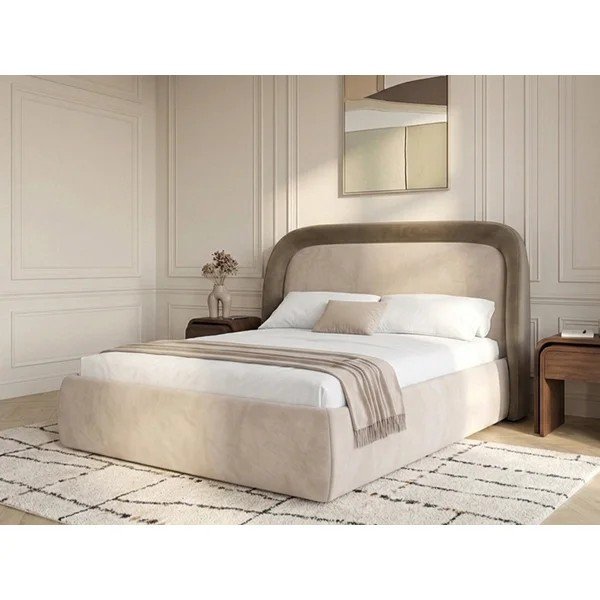 Letto matrimoniale imbottito grigio tortora con contenitore con rete inclusa 160x200 cm Sam – Bobochic Paris-image-4