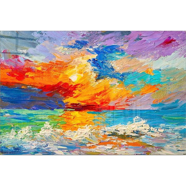 Pittura su vetro 70x50 cm Abstract Sunset - Wallity