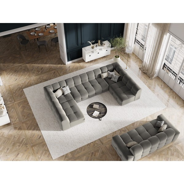 Divano in velluto grigio 222 cm Kendal - Micadoni Home-image-1