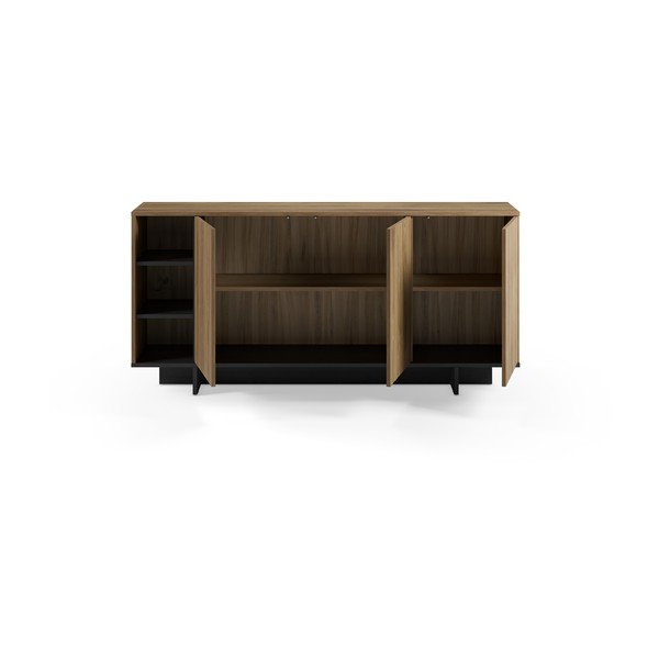Armadietto nero/di colore naturale con effetto rovere 170x80x40 cm Cequoia – Marckeric-image-3