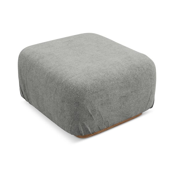 Poggiapiedi componibile grigio con rivestimento in bouclé Ailani – Makamii-image-2