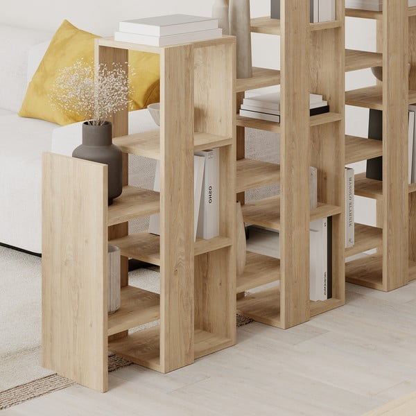 Scaffale in rovere decorato in colore naturale 158x151 cm Anissa - Marckeric-image-4