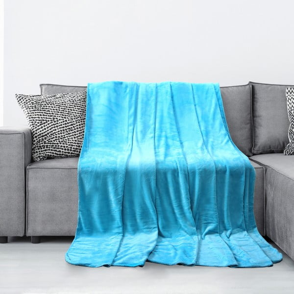 Coperta in microfibra turchese Tyler, 70 x 150 cm - AmeliaHome-image-1