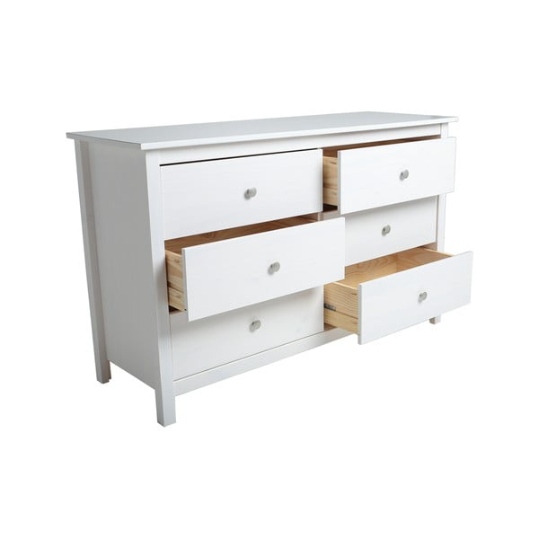 Cassettiera bassa bianca in legno di pino massiccio 130x80 cm Berna - Marckeric-image-2