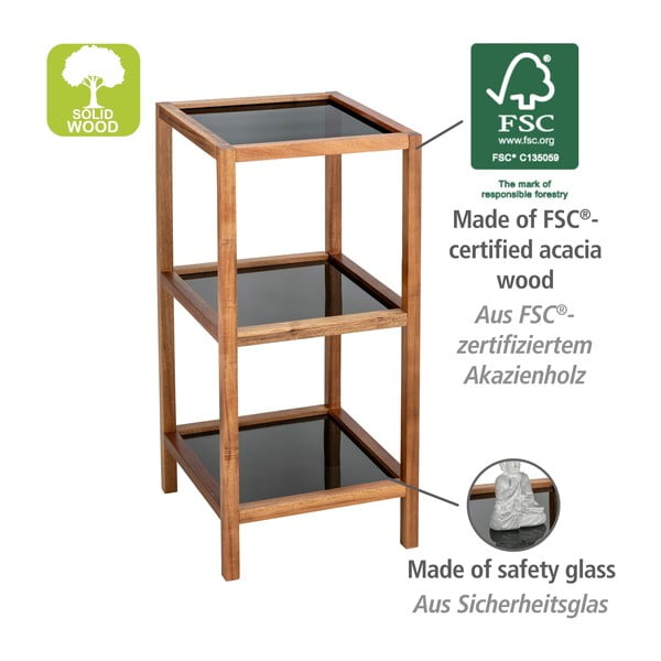 Mensola da bagno in vetro di colore nero-naturale 36x79 cm Fondi - Wenko-image-4