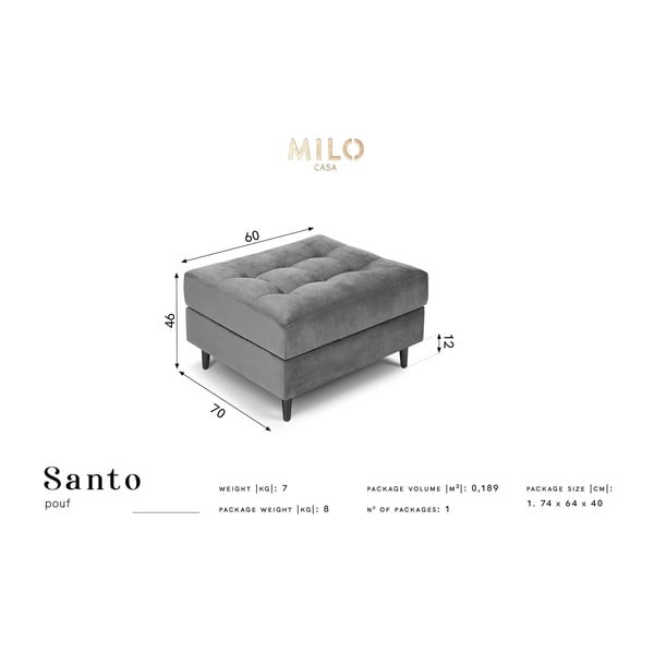 Poggiapiedi in velluto beige Santo - Milo Casa-image-4