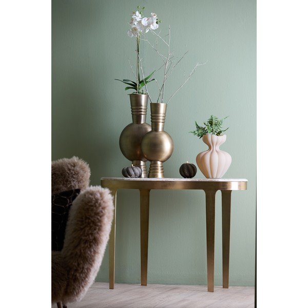 Tavolo consolle color bronzo/grigio tortora con piano in marmo 40x110 cm Giulio – Light & Living-image-2