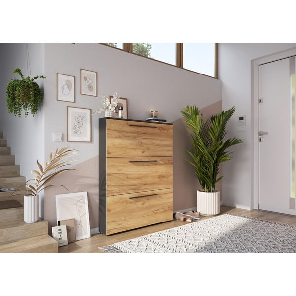 Scarpiera a battente grigio scuro in rovere Wildomar - Germania-image-1