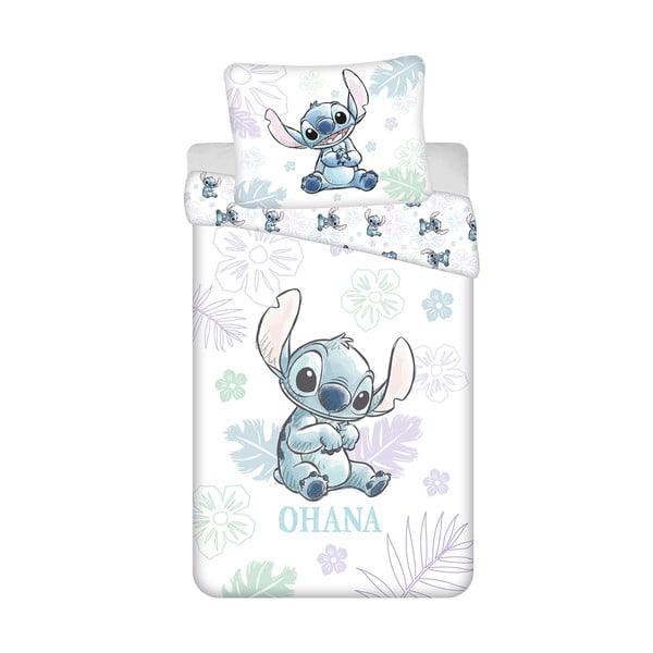 Set copripiumino e federa da bambini bianco in cotone per letto singolo 140x200 cm Lilo and Stitch "Ohana White" – Jerry Fabrics