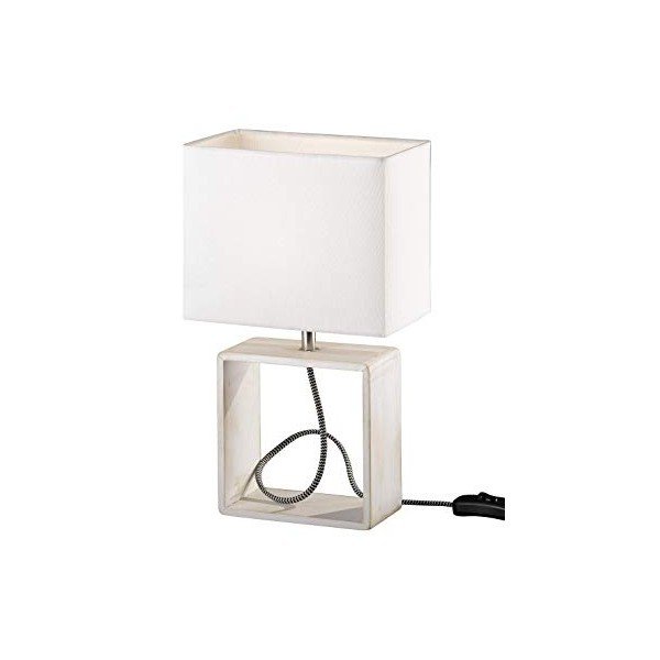 Lampada da tavolo bianca in legno naturale e tessuto Tick, altezza 34 cm - Reality-image-2