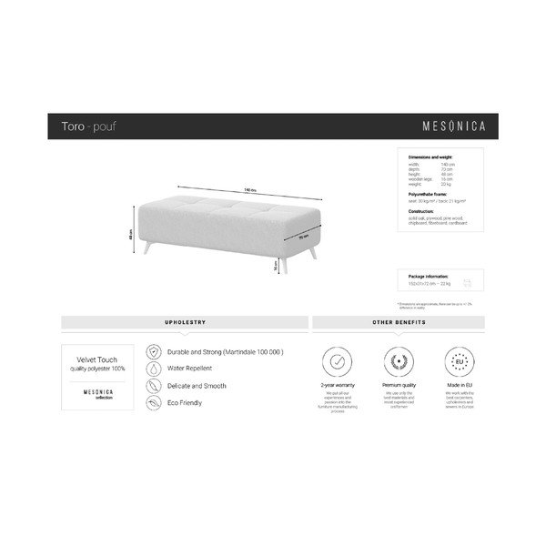 Pouf in velluto grigio scuro Toro - MESONICA-image-3