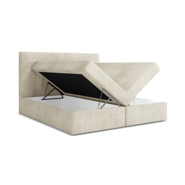 Letto boxspring color crema con contenitore 160x200 cm Palta – Makamii-image-1