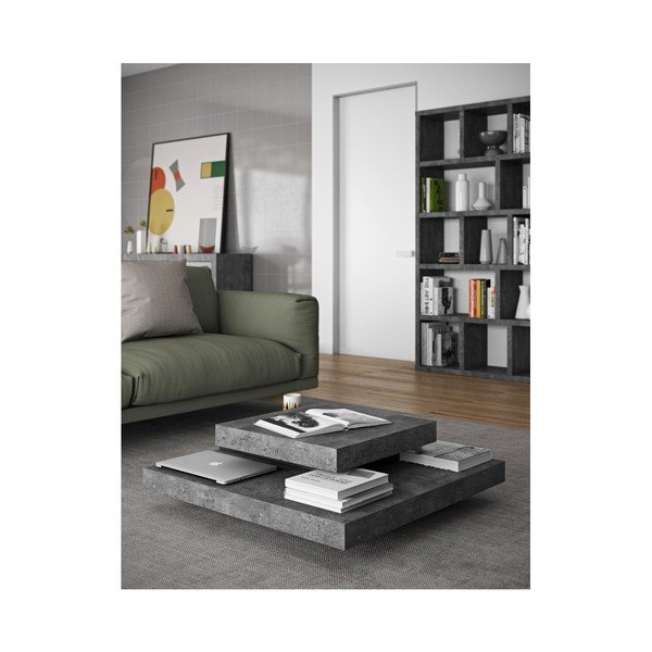 Tavolino nero e grigio in pietra 90x90 cm Slate - TemaHome-image-1