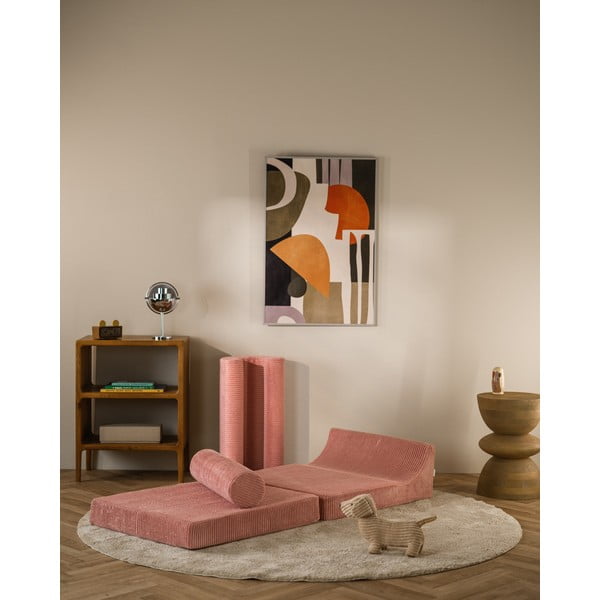Poltrona per bambini rosa con rivestimento in velluto a coste Flipster – Wigiwama-image-1