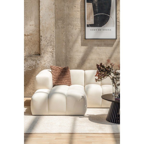 Divano angolare color crema (con penisola a destra e chaise lounge) con rivestimento in velluto Cube – Bonami Selection-image-2