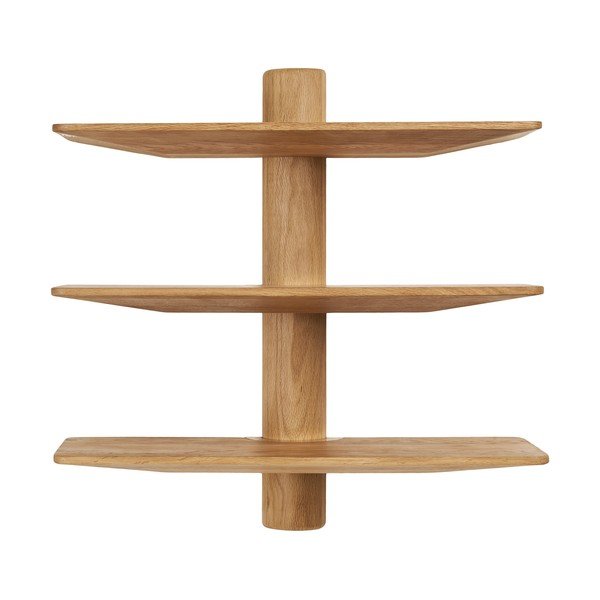 Mensola colore naturale chiaro in rovere massiccio con ripiani multipli 55 cm Calcata – House Nordic-image-3